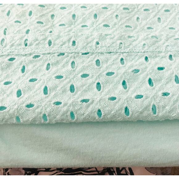 CROFT & BARROW SHORT SLV PULL-OVER - FRONT LACE OVERLAY, WOMENS, M, MINT GREEN - Picture 9 of 12